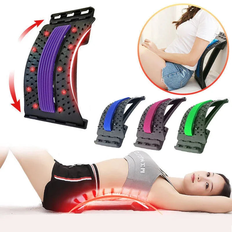 Magnetotherapy Multi-Level Adjustable Back Massager Stretcher Waist Neck Fitness Lumbar Cervical Spine Support Pain Relief